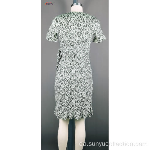 Ladies Flower Printed Short Sleeve Dress